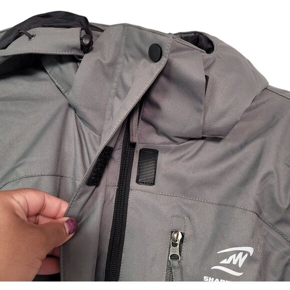 Women's Waterproof Sky Jacket Windproof Hooded Raincoat For Winter  Gray Large - Picture 13 of 16